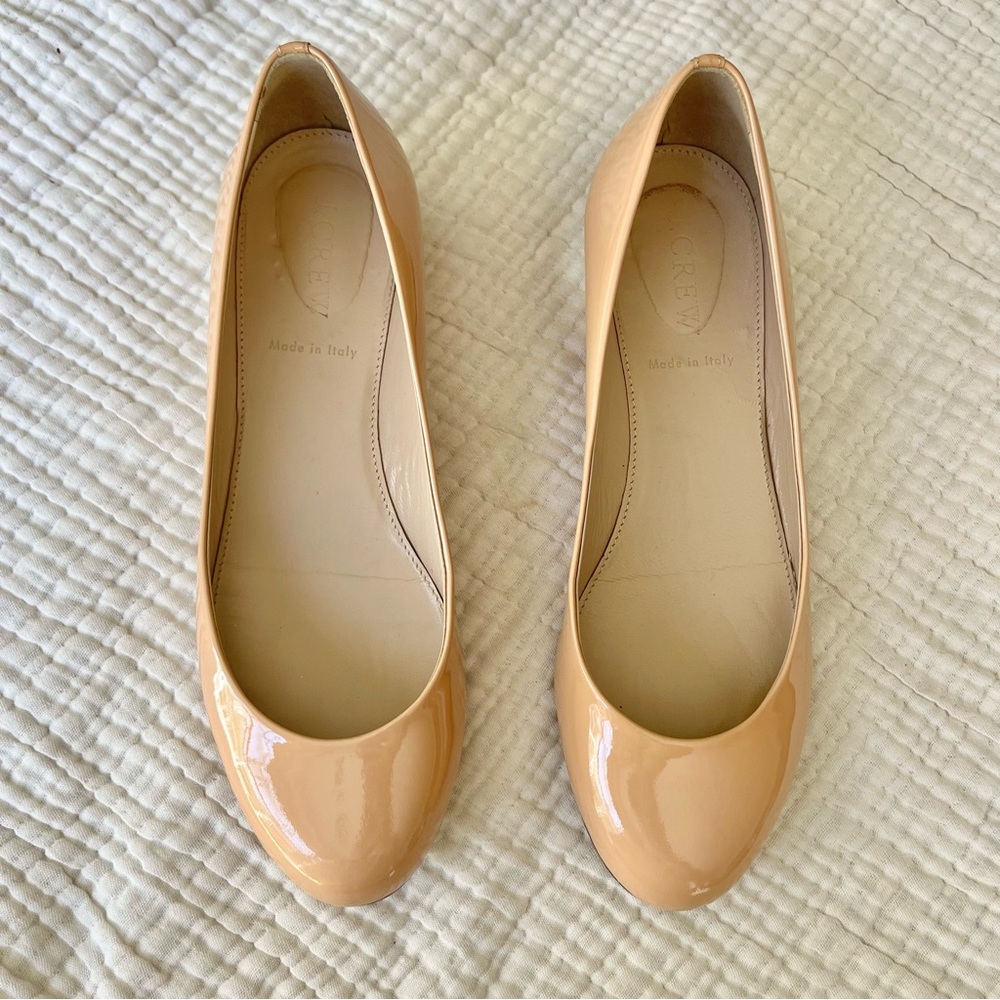 J. Crew | Janey Nude Patent Leather Gold Heeled Ballet Flats - Picture 2 of 9